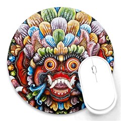 Wood Sculpture Bali Logo Round Mousepad by Ket1n9