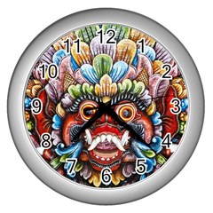 Wood Sculpture Bali Logo Wall Clock (silver) by Ket1n9