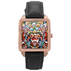 Wood Sculpture Bali Logo Rose Gold Leather Watch  by Ket1n9