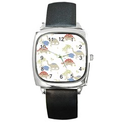 Dinosaur Art Pattern Square Metal Watch by Ket1n9