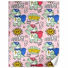 Seamless-pattern-with-many-funny-cute-superhero-dinosaurs-t-rex-mask-cloak-with-comics-style-inscrip Canvas 12  X 16  by Ket1n9