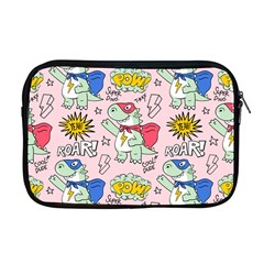 Seamless-pattern-with-many-funny-cute-superhero-dinosaurs-t-rex-mask-cloak-with-comics-style-inscrip Apple Macbook Pro 17  Zipper Case by Ket1n9