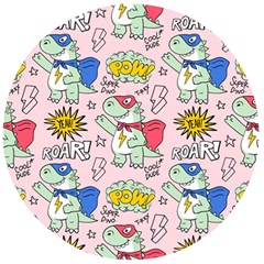 Seamless-pattern-with-many-funny-cute-superhero-dinosaurs-t-rex-mask-cloak-with-comics-style-inscrip Wooden Bottle Opener (round) by Ket1n9