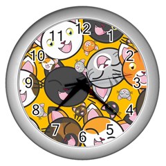 Cats-cute-kitty-kitties-kitten Wall Clock (silver) by Ket1n9