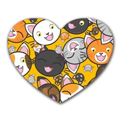 Cats-cute-kitty-kitties-kitten Heart Mousepad by Ket1n9