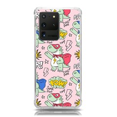 Seamless-pattern-with-many-funny-cute-superhero-dinosaurs-t-rex-mask-cloak-with-comics-style-inscrip Samsung Galaxy S20 Ultra 6 9 Inch Tpu Uv Case by Ket1n9