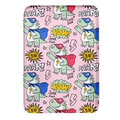 Seamless-pattern-with-many-funny-cute-superhero-dinosaurs-t-rex-mask-cloak-with-comics-style-inscrip Rectangular Glass Fridge Magnet (4 Pack) by Ket1n9