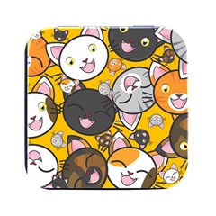 Cats-cute-kitty-kitties-kitten Square Metal Box (black) by Ket1n9