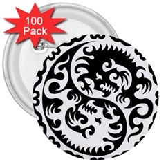 Ying Yang Tattoo 3  Buttons (100 Pack) 