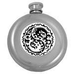 Ying Yang Tattoo Round Hip Flask (5 oz) Front