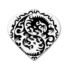 Ying Yang Tattoo Dog Tag Heart (one Side)