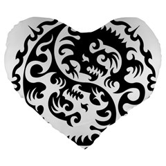 Ying Yang Tattoo Large 19  Premium Heart Shape Cushions by Ket1n9