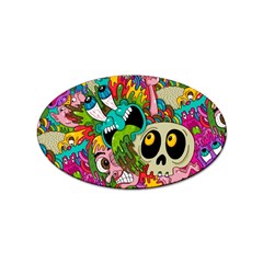 Crazy Illustrations & Funky Monster Pattern Sticker (oval) by Ket1n9