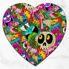 Crazy Illustrations & Funky Monster Pattern Jigsaw Puzzle (heart) by Ket1n9