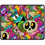 Crazy Illustrations & Funky Monster Pattern Fleece Blanket (Medium) 60 x50  Blanket Front