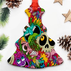 Crazy Illustrations & Funky Monster Pattern Christmas Tree Ornament (two Sides) by Ket1n9