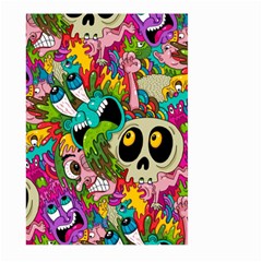 Crazy Illustrations & Funky Monster Pattern Large Garden Flag (two Sides) by Ket1n9