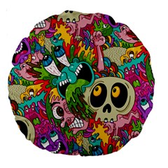 Crazy Illustrations & Funky Monster Pattern Large 18  Premium Round Cushions by Ket1n9