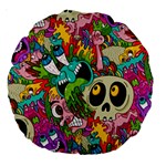 Crazy Illustrations & Funky Monster Pattern Large 18  Premium Round Cushions Back