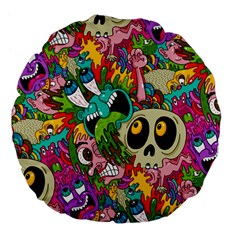 Crazy Illustrations & Funky Monster Pattern Large 18  Premium Flano Round Cushions by Ket1n9