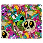 Crazy Illustrations & Funky Monster Pattern Two Sides Premium Plush Fleece Blanket (Small) 50 x40  Blanket Front