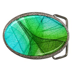 Sunlight Filtering Through Transparent Leaves Green Blue Belt Buckles by Ket1n9