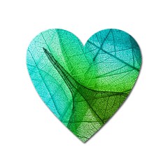 Sunlight Filtering Through Transparent Leaves Green Blue Heart Magnet by Ket1n9