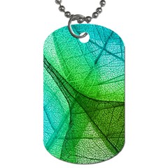 Sunlight Filtering Through Transparent Leaves Green Blue Dog Tag (two Sides) by Ket1n9