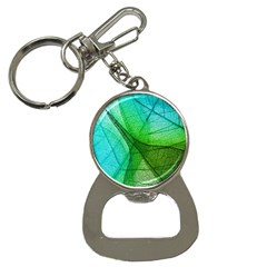 Sunlight Filtering Through Transparent Leaves Green Blue Bottle Opener Key Chain by Ket1n9