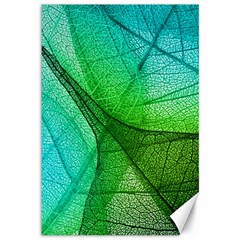 Sunlight Filtering Through Transparent Leaves Green Blue Canvas 12  X 18  by Ket1n9