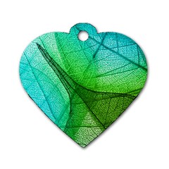 Sunlight Filtering Through Transparent Leaves Green Blue Dog Tag Heart (two Sides) by Ket1n9