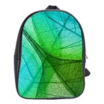 Sunlight Filtering Through Transparent Leaves Green Blue School Bag (Large) Front