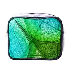 Sunlight Filtering Through Transparent Leaves Green Blue Mini Toiletries Bag (one Side) by Ket1n9