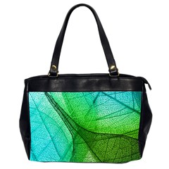 Sunlight Filtering Through Transparent Leaves Green Blue Oversize Office Handbag (2 Sides) by Ket1n9