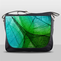 Sunlight Filtering Through Transparent Leaves Green Blue Messenger Bag by Ket1n9