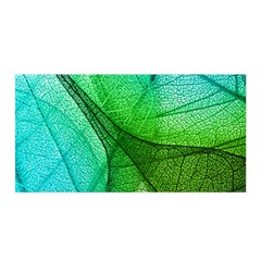 Sunlight Filtering Through Transparent Leaves Green Blue Satin Wrap 35  X 70  by Ket1n9