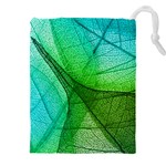 Sunlight Filtering Through Transparent Leaves Green Blue Drawstring Pouch (5XL) Front