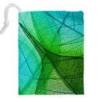 Sunlight Filtering Through Transparent Leaves Green Blue Drawstring Pouch (5XL) Back