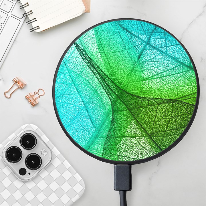 Sunlight Filtering Through Transparent Leaves Green Blue Wireless Fast Charger(Black)