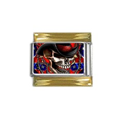 Confederate Flag Usa America United States Csa Civil War Rebel Dixie Military Poster Skull Gold Trim Italian Charm (9mm)