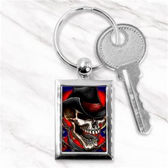 Confederate Flag Usa America United States Csa Civil War Rebel Dixie Military Poster Skull Key Chain (Rectangle)