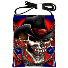 Confederate Flag Usa America United States Csa Civil War Rebel Dixie Military Poster Skull Shoulder Sling Bag by Ket1n9