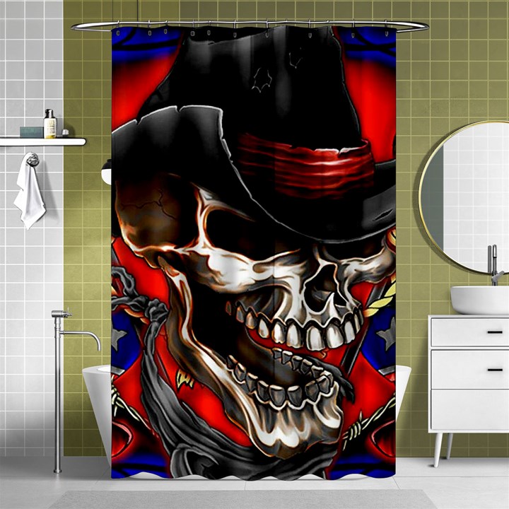 Confederate Flag Usa America United States Csa Civil War Rebel Dixie Military Poster Skull Shower Curtain 48  x 72  (Small) 