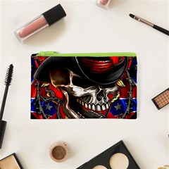 Confederate Flag Usa America United States Csa Civil War Rebel Dixie Military Poster Skull Cosmetic Bag (xs) by Ket1n9