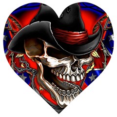 Confederate Flag Usa America United States Csa Civil War Rebel Dixie Military Poster Skull Wooden Puzzle Heart by Ket1n9