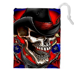 Confederate Flag Usa America United States Csa Civil War Rebel Dixie Military Poster Skull Drawstring Pouch (5xl) by Ket1n9