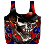 Confederate Flag Usa America United States Csa Civil War Rebel Dixie Military Poster Skull Full Print Recycle Bag (XXXL) Front