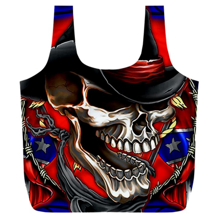 Confederate Flag Usa America United States Csa Civil War Rebel Dixie Military Poster Skull Full Print Recycle Bag (XXXL)