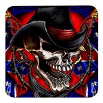 Confederate Flag Usa America United States Csa Civil War Rebel Dixie Military Poster Skull Square Glass Fridge Magnet (4 pack) Front