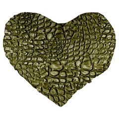 Aligator-skin Large 19  Premium Flano Heart Shape Cushions by Ket1n9